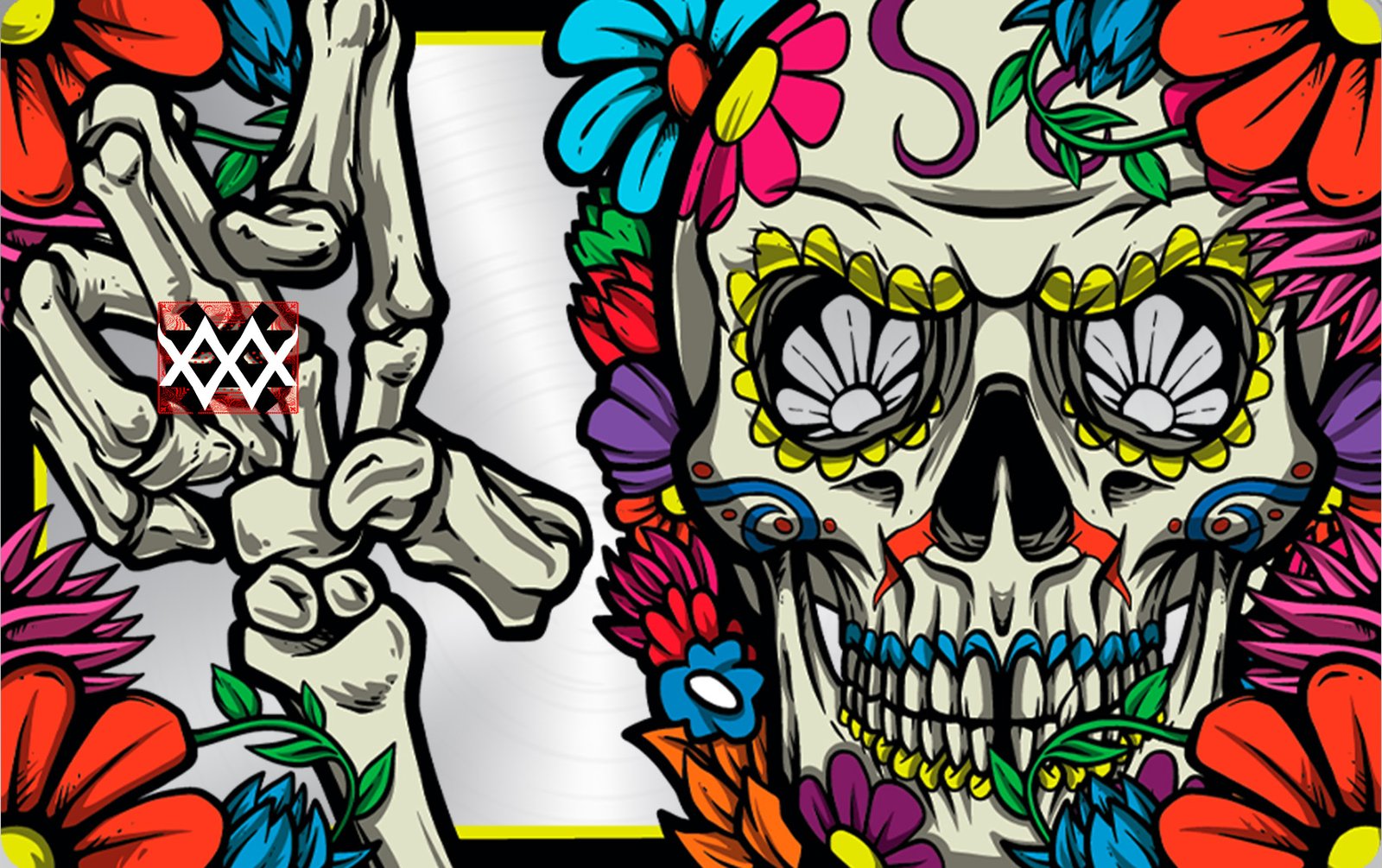 Color Fusion Card Dia De Los Muertos black