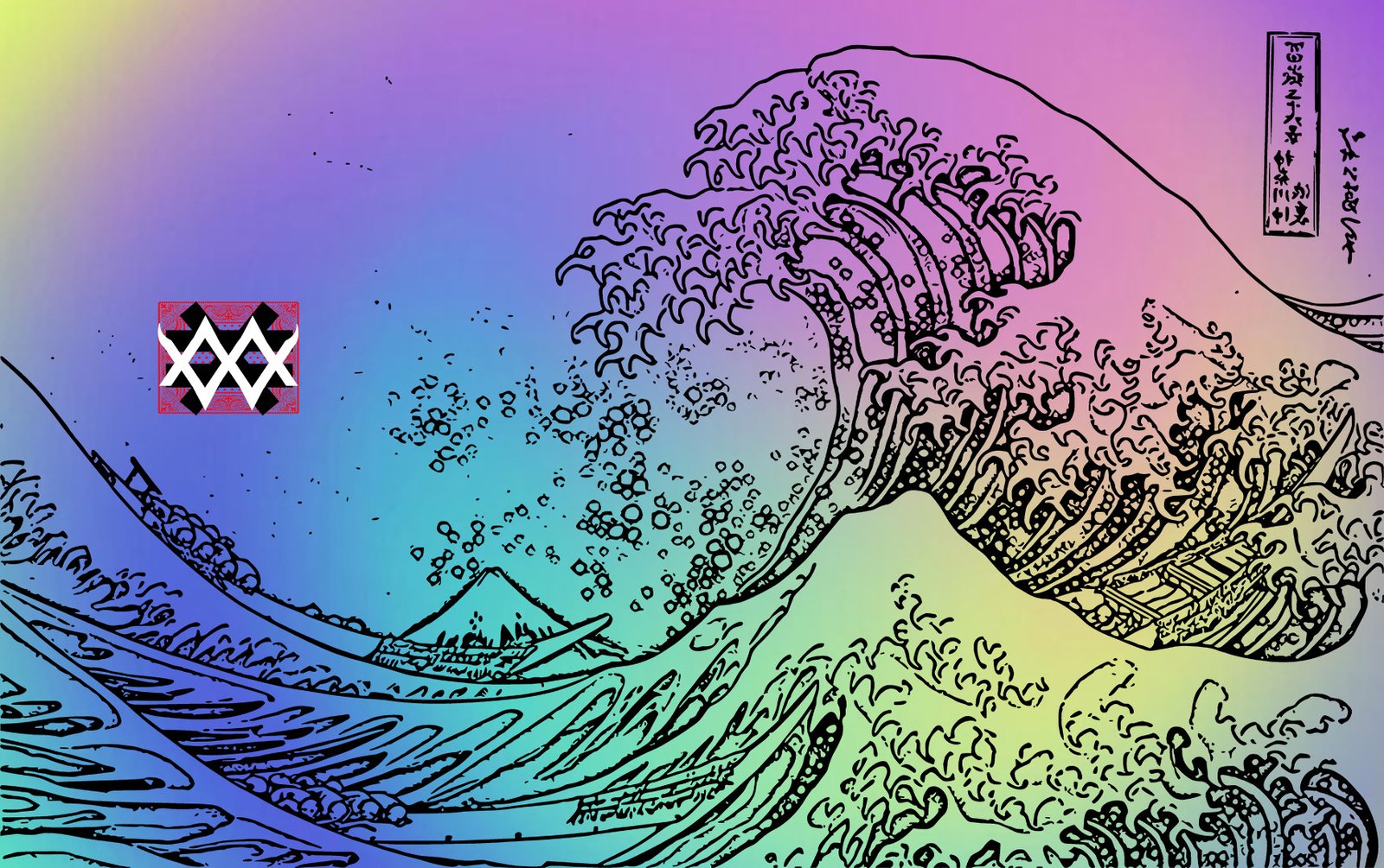 Fortune Card Japanese Waves rainbow